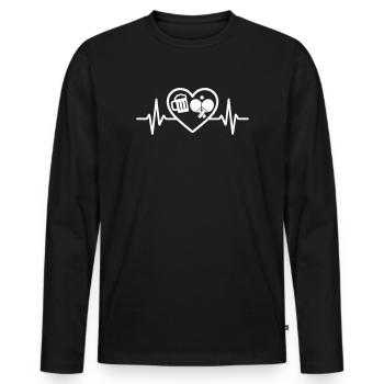 Heart Beer Tischtennis-Humor - Männer Premium Bio Langarmshirt - Schwarz - Vorne - Nico (187cm)