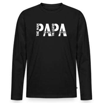 papa the man the myth the legend the hero - Männer Premium Bio Langarmshirt - Schwarz - Vorne - Nico (187cm)