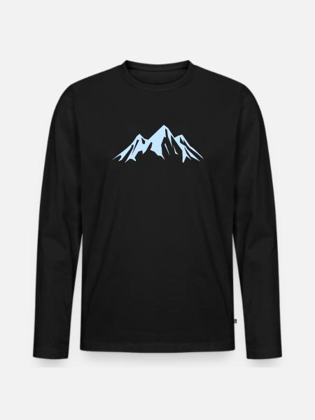 Mountain silhouette in sky blue - Men's Premium Organic Long Sleeve Shirt - black
