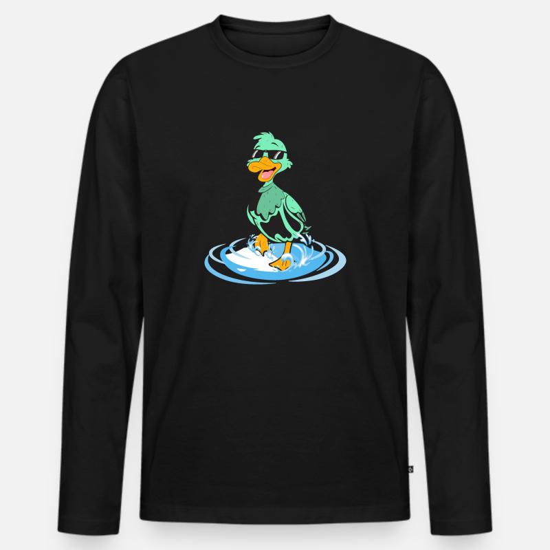 Ente lustig cool - Männer Premium Bio Langarmshirt - Schwarz