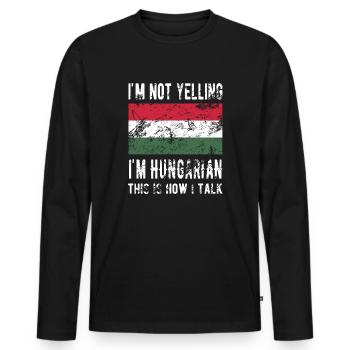 Proud Hungarian Hungary Origin Hungarian flag - Men's Premium Organic Long Sleeve Shirt - black - Front - Nico (187cm)