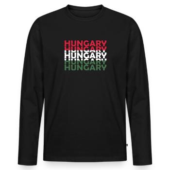 Proud Hungarian Hungary Flag Hungarian roots - Men's Premium Organic Long Sleeve Shirt - black - Front - Nico (187cm)