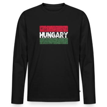 Proud Hungarian Hungary Flag Hungarian roots - Men's Premium Organic Long Sleeve Shirt - black - Front - Nico (187cm)