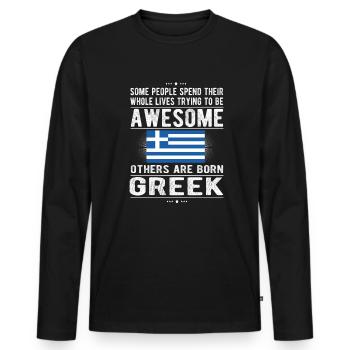 Greek Greece Flag Greek origin - Men's Premium Organic Long Sleeve Shirt - black - Front - Nico (187cm)