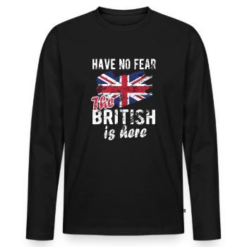 British Great Britain Origine Drapeau britannique - T-shirt manches longues Premium bio Homme - noir - Devant - Nico (187cm)