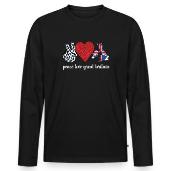 British Great Britain Flag British roots - Men's Premium Organic Long Sleeve Shirt - black - Front - Nico (187cm)