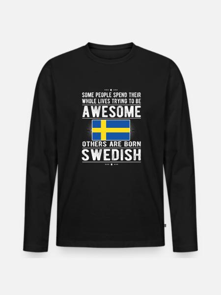 Schwede Schweden Flagge Schwedische Herkunft - Männer Premium Bio Langarmshirt - Schwarz