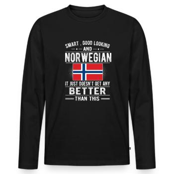 Norwegian Norway Flag Norwegian origin - Men's Premium Organic Long Sleeve Shirt - black - Front - Nico (187cm)