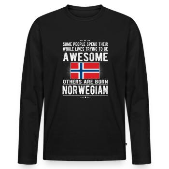 Norwegian Norway Flag Norwegian origin - Men's Premium Organic Long Sleeve Shirt - black - Front - Nico (187cm)