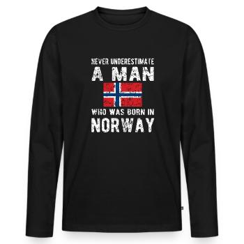 Norwegian Norway origin Norwegian flag - Men's Premium Organic Long Sleeve Shirt - black - Front - Nico (187cm)