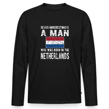 Dutch Netherlands Dutch flag - Men's Premium Organic Long Sleeve Shirt - black - Front - Nico (187cm)