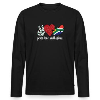 Afrique du Sud Drapeau Afrique du Sud Afrique du Sud Racines - T-shirt manches longues Premium bio Homme - noir - Devant - Nico (187cm)
