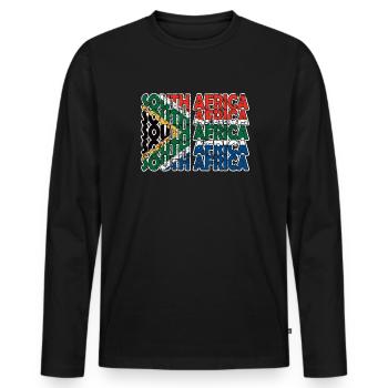 Afrique du Sud Drapeau Afrique du Sud Afrique du Sud Racines - T-shirt manches longues Premium bio Homme - noir - Devant - Nico (187cm)