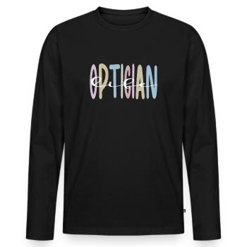 Optician Gifts Optician Optometrist - Men's Premium Organic Long Sleeve Shirt - black - Front - Nico (187cm)