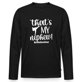 Taekwondo Aunt Proud Taekwondo Aunt Gift - Men's Premium Organic Long Sleeve Shirt - black - Front - Nico (187cm)