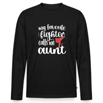Taekwondo Aunt Proud Taekwondo Aunt Gift - Men's Premium Organic Long Sleeve Shirt - black - Front - Nico (187cm)