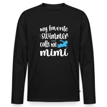 Proud Swimming Mimi Swimmer Mimi Grandma Gift - Men's Premium Organic Long Sleeve Shirt - black - Front - Nico (187cm)