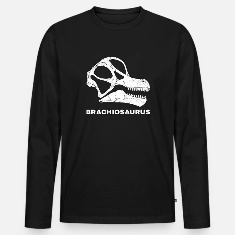 Brachiosaurus Fossil Kopf - Männer Premium Bio Langarmshirt - Schwarz