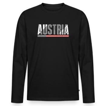 Austria Bold Distressed Flag - Men's Premium Organic Long Sleeve Shirt - black - Front - Nico (187cm)