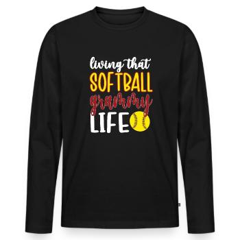 Grammy Grandma By Softball Player Softball Grammy - Men's Premium Organic Long Sleeve Shirt - black - Front - Nico (187cm)