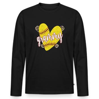 Grammy Grandma Of A Softball Player Softball Grammy - Men's Premium Organic Long Sleeve Shirt - black - Front - Nico (187cm)