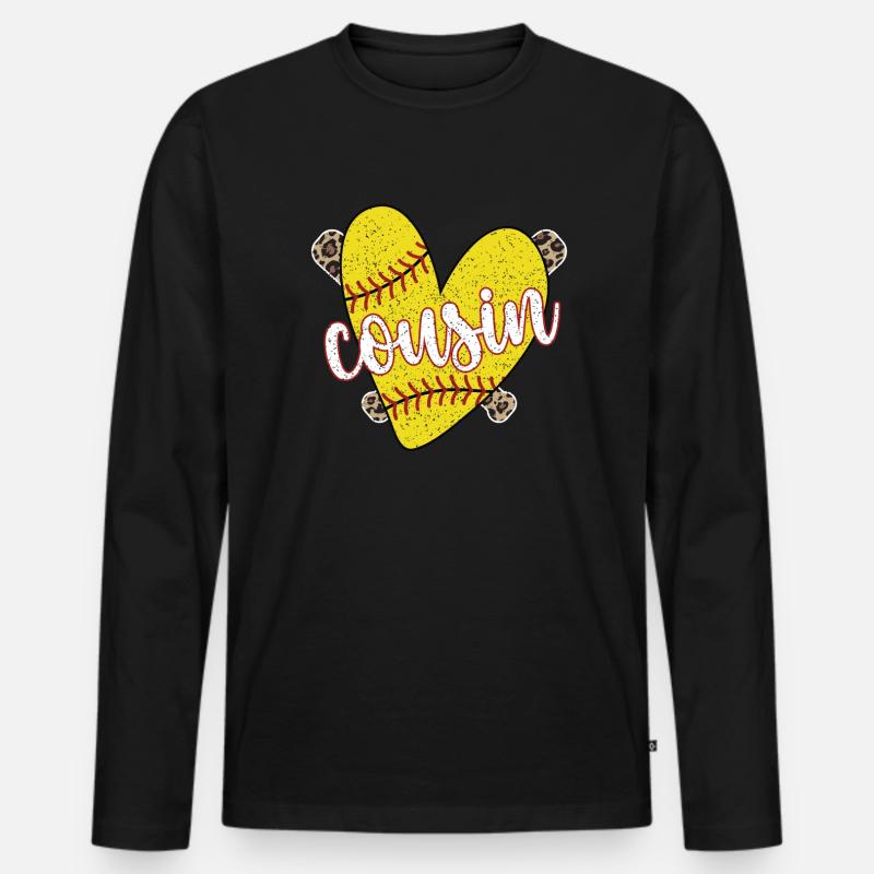 Stolzer Softball-Cousin Eines Softballspielers - Männer Premium Bio Langarmshirt - Schwarz