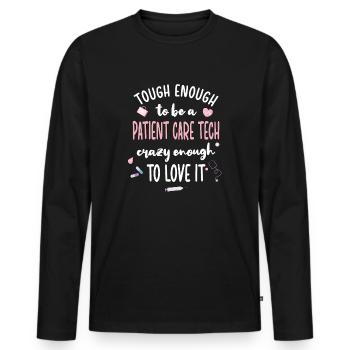 Patient Care Technician Patient Care PCT - Men's Premium Organic Long Sleeve Shirt - black - Front - Nico (187cm)