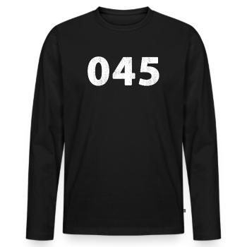 045 Heerlen Hoensbroek Kerkrade Brunssum Landgraaf - T-shirt manches longues Premium bio Homme - noir - Devant - Nico (187cm)