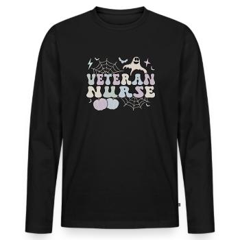 Veteran Nurse Halloween Veteran Nursing Gifts - Men's Premium Organic Long Sleeve Shirt - black - Front - Nico (187cm)