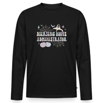 Spooky Nursing Home Administrator Halloween Gifts - Men's Premium Organic Long Sleeve Shirt - black - Front - Nico (187cm)