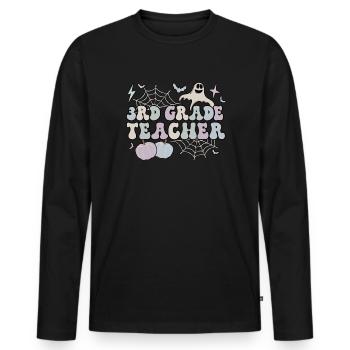 3rd Grade Teacher Halloween 3rd Team Third Grade - Men's Premium Organic Long Sleeve Shirt - black - Front - Nico (187cm)