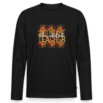 3rd Grade Teacher Thanksgiving Third Grade Teacher - Männer Premium Bio Langarmshirt - Schwarz - Vorne - Nico (187cm)