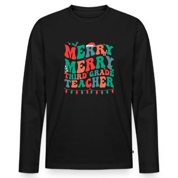 Professeur de 3e année Noël Équipe de troisième année Noël - T-shirt manches longues Premium bio Homme - noir - Devant - Nico (187cm)