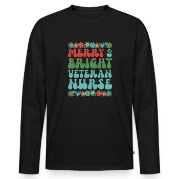 Veteran Nurse Christmas Veteran Nursing Xmas Gifts - Men's Premium Organic Long Sleeve Shirt - black - Front - Nico (187cm)