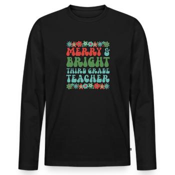 Professeur de 3e année Noël Équipe de troisième année Noël - T-shirt manches longues Premium bio Homme - noir - Devant - Nico (187cm)