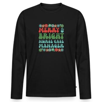 IA Gestionnaire de cas Infirmière de Noël Gestionnaire de cas Noël - T-shirt manches longues Premium bio Homme - noir - Devant - Nico (187cm)