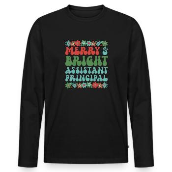 Directeur adjoint de l’équipe de l’école de Noël Noël - T-shirt manches longues Premium bio Homme - noir - Devant - Nico (187cm)