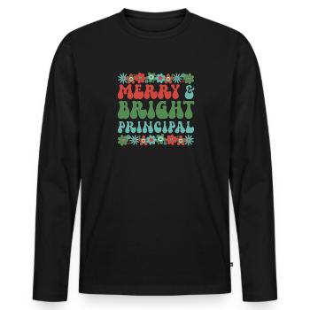 Directeur d’école Noël Équipe principale de Noël - T-shirt manches longues Premium bio Homme - noir - Devant - Nico (187cm)