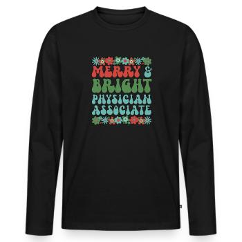 Médecin associé Cadeaux de Noël PA - T-shirt manches longues Premium bio Homme - noir - Devant - Nico (187cm)