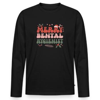Dental Hygienist Christmas Dental Hygiene Xmas - Men's Premium Organic Long Sleeve Shirt - black - Front - Nico (187cm)