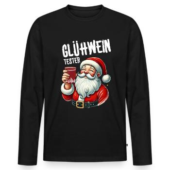 Glühwein Tester Weihnachtsmann Weihnachtsmarkt - Männer Premium Bio Langarmshirt - Schwarz - Vorne - Nico (187cm)