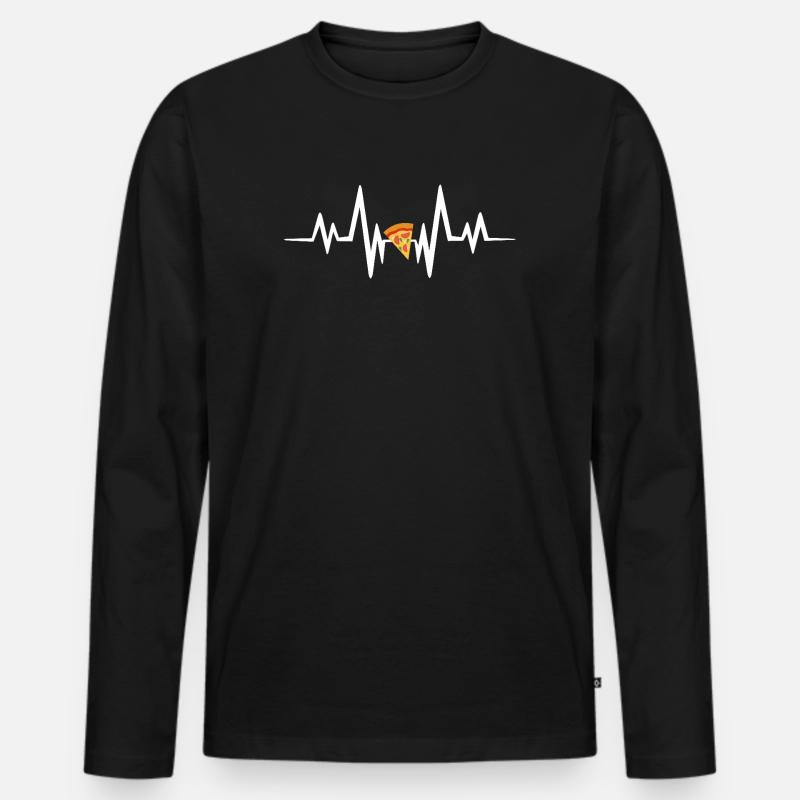 Pizza heartbeat - Männer Premium Bio Langarmshirt - Schwarz