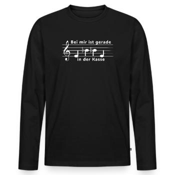 Noten - Ebbe In Der Kasse Humorvolle Notenschrift - Männer Premium Bio Langarmshirt - Schwarz - Vorne - Nico (187cm)