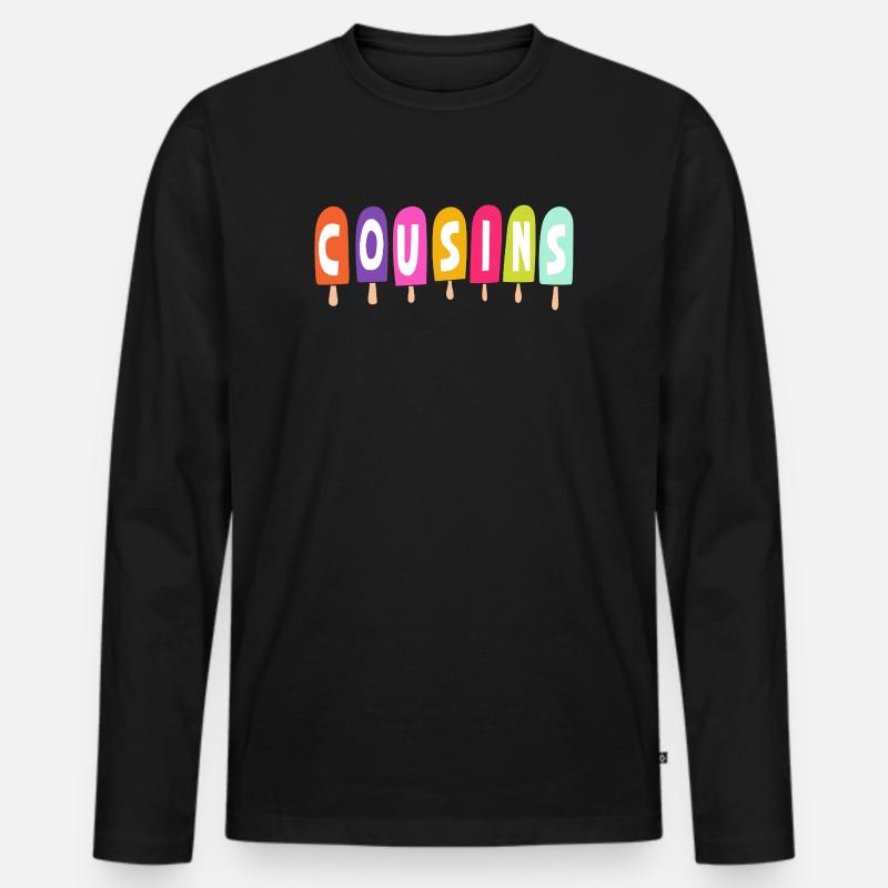 Cousins – Eis am Stiel - Männer Premium Bio Langarmshirt - Schwarz