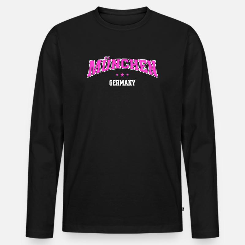 München Germany Statement Schriftzug Urban Pink - Männer Premium Bio Langarmshirt - Schwarz