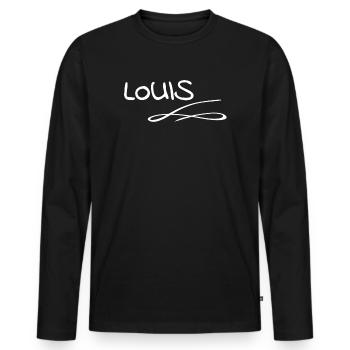 Name Louis - Men's Premium Organic Long Sleeve Shirt - black - Front - Nico (187cm)