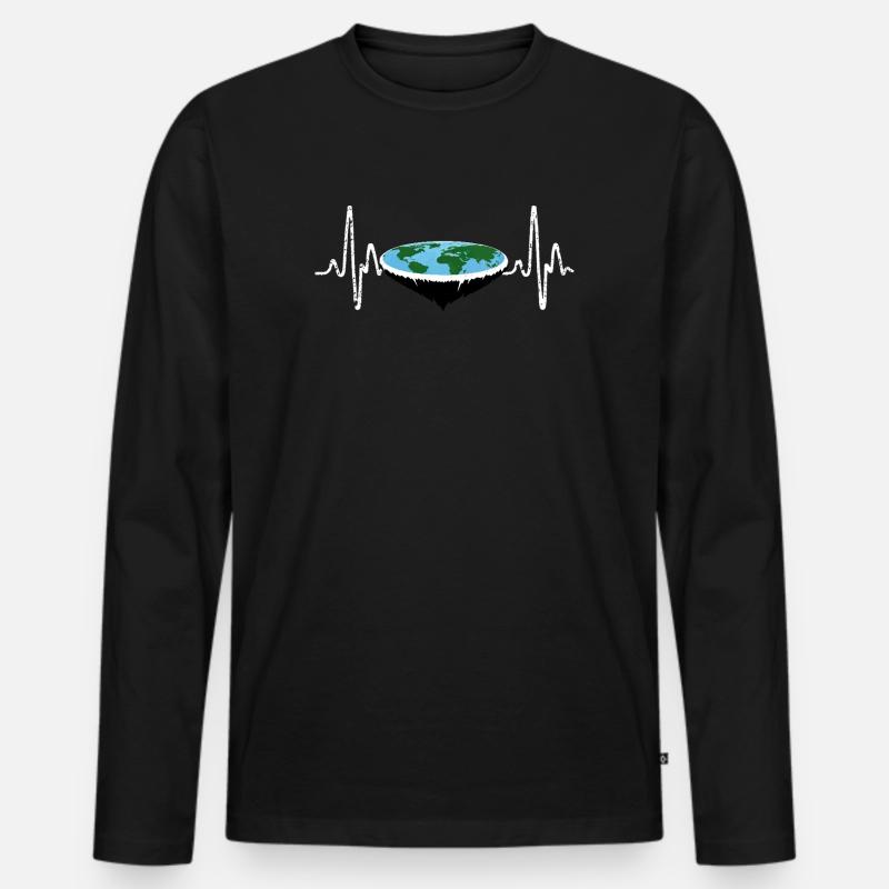 Herzschlag Flache Erde - Männer Premium Bio Langarmshirt - Schwarz