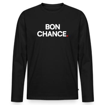 GOOD LUCK | Minimalist humor expression - Men's Premium Organic Long Sleeve Shirt - black - Front - Nico (187cm)