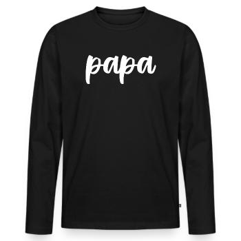 Papa : Design Calligraphie Élégante - T-shirt manches longues Premium bio Homme - noir - Devant - Nico (187cm)