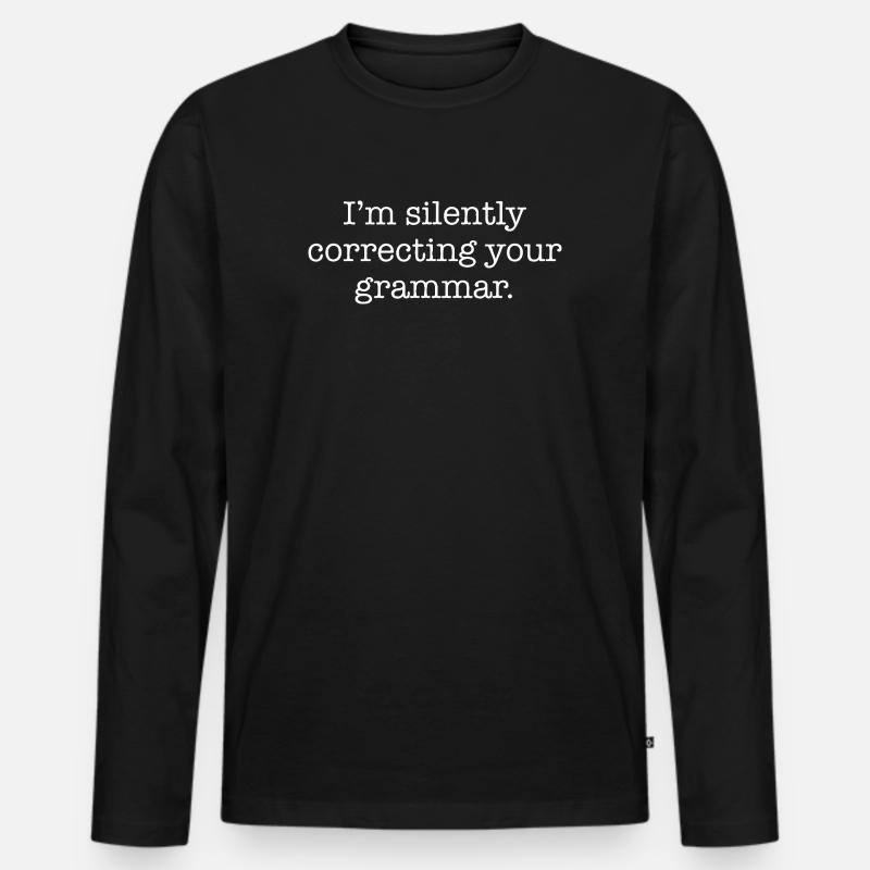 Grammatikflüsterer Tee - Männer Premium Bio Langarmshirt - Schwarz
